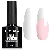 TOMICCA Gel Nagellack Weiß, 8ml UV Nagellack Weiß Soak Off Gellack Nagelkunst Maniküre DIY UV-Nagellack Geschenke