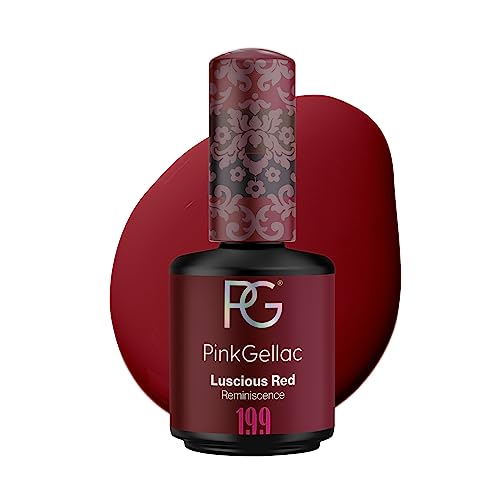 Pink Gellac UV Gel Nagellack - 199 Luscious Red 15 ml - Lang Anhaltend Shellac Nagellack Rot - Gel Nagellack UV - UV Lack Rot für Nägel in Salonqualität - UV Nagellack Made in Holland