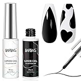 INPING Gel Liner Nail Art, 2 Stück Schwarz & Weiß UV Nagellack Liner, Soak-Off Painting Gelnägel für Nägel Swirl Drawing Lines French Maniküre Home DIY Nail Art Design, Langlebige