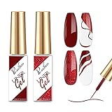 Rechoo 2pcs Gel Liner Nail Polish, 8ml Roter...