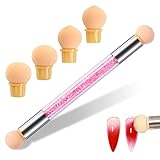 Qufiiry Babyboomer Pinsel, Sponge Brush Applikator, Doppelter Kopf Ombre Sponge Stick, Nail art Schwamm und Tupfpinsel, Nail Art Rendering-Werkzeuge inkl 4 Ersatzköpfe