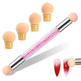 Qufiiry Babyboomer Pinsel, Sponge Brush Applikator, Doppelter Kopf Ombre Sponge Stick, Nail art Schwamm und Tupfpinsel, Nail Art Rendering-Werkzeuge inkl 4 Ersatzköpfe