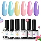 modelones UV Nagellack Pastell, 6 Farben Sommer Makronen...