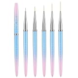 JASSINS Nagel Pinsel Dünn,5 Stück Nagel Art Liner Pinsel, Professional Nailart Pinsel Fineliner, Nageldesign Pinsel, Extrem Feine Borsten für DIY Nail Art Salon und Heimgebrauch (Gradient blue)