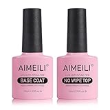 AIMEILI Base Coat Top Coat UV LED Gel Nagellack Gellack Unterlack & Überlack Set Nägel Maniküre Kit 2×10ml