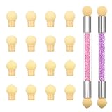 WLLHYF 18 Stück runde Nagelschwämme für Ombre Nagelverlaufs-Schwammstift Doppelkopf-Schwamm-Nagelpinsel Strass-Griff Acryl-Nagelmalpinsel für Gelnägel DIY-Kunstdesign