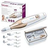 Beurer MP 64 Maniküre/Pediküreset, elektrisches Nagelpflegeset mit Akku, 10 Aufsätze zur Nagelpflege für schöne Hände und Füße, mit LED Licht, Einheitsgröße, White and gold