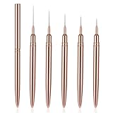 WLLHYF 5-teilige Nail-Art-Liner-Pinsel Mal-Nagel-Art-Pinsel für lange Linien Details feines Zeichnen Nagelpunkt-Zeichenwerkzeug-Set 7 mm/9 mm/11 mm/15 mm/25 mm (Gold)