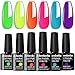 Allenbelle Glow in the Dark UV Nagellack Set 6 Farben,Gel Nagellack Geschenkset,Shellac Set Uv Gel Nail Art,Soak Off UV LED Gel Nagellack