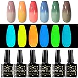 MSRUIOO Night Glow Gel Nagellack Set UV Nagellack Thermo 6 Farben UV...