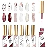 Rechoo 6pcs Gel für Gelnägel Set, 8ml Dunkelrot...